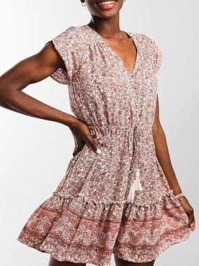 bailey blue Floral Paisley Print Boho Mini Dress Womens XL